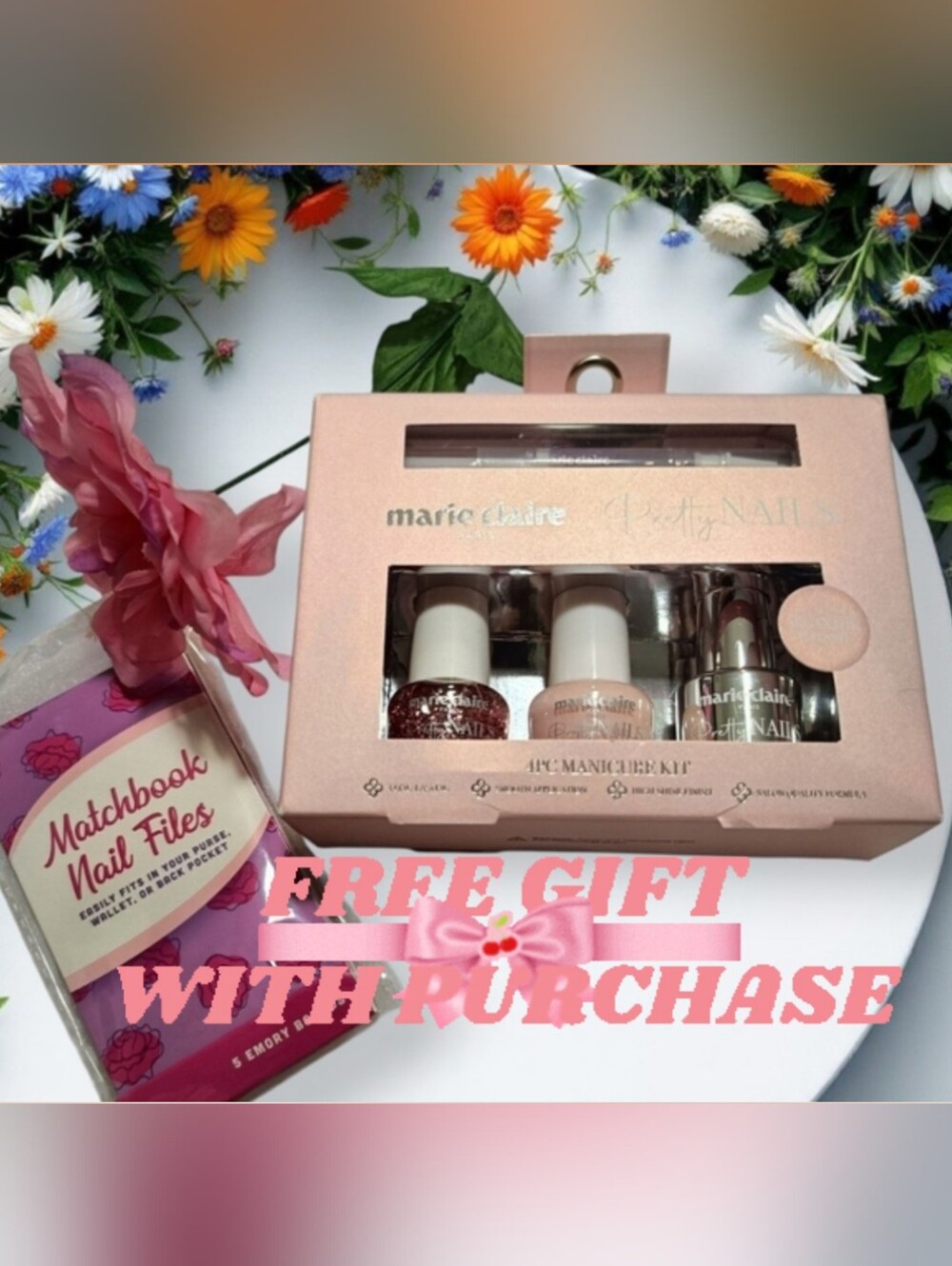 FREE with achat🎁Marie Claire Paris Pretty Nails 4PC Kit Argan Oil